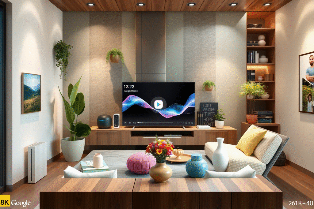 Google Nest Instalado en el televisor de una sala moderna